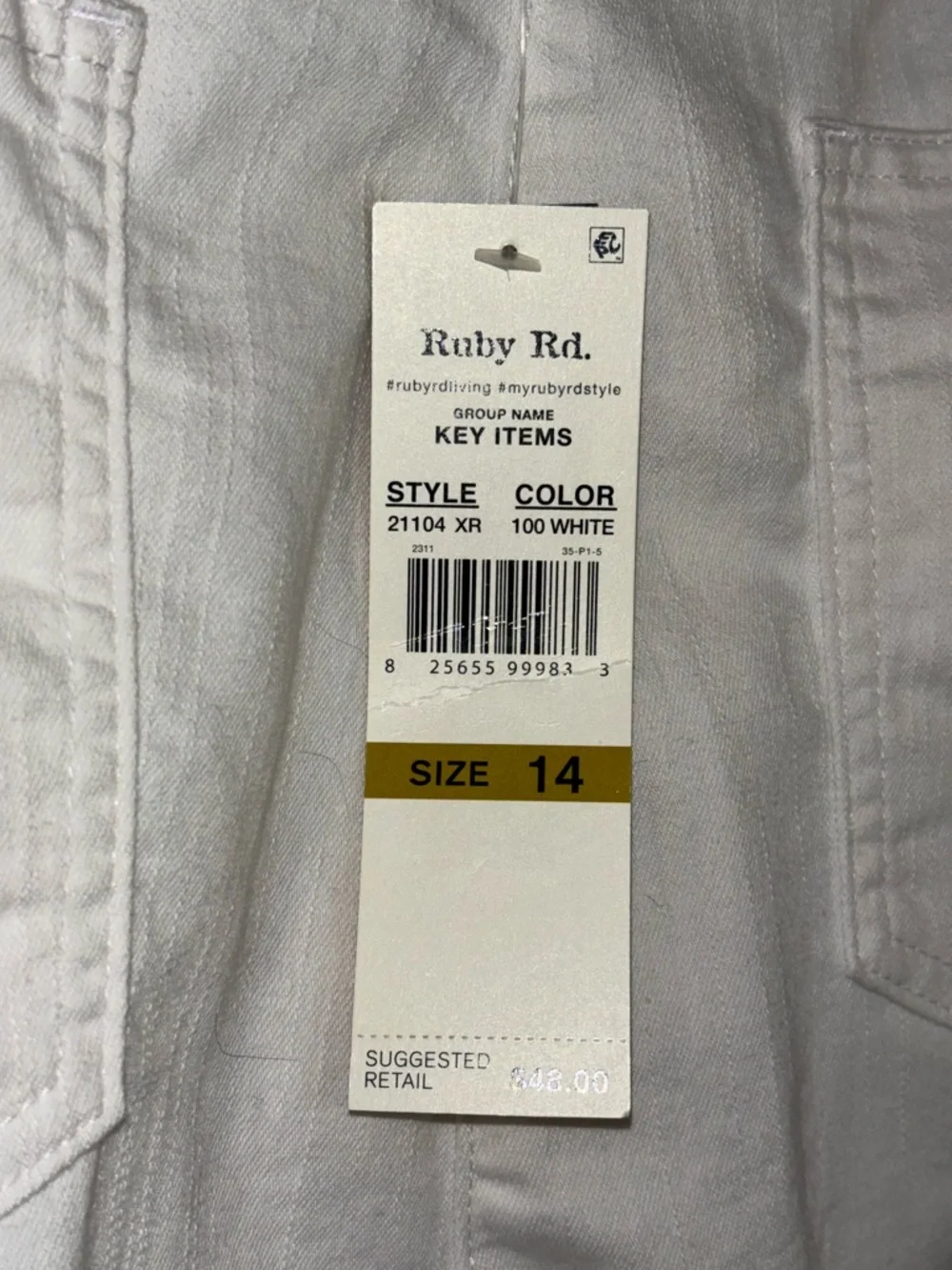 Ruby Rd. White Straight-Leg Pants